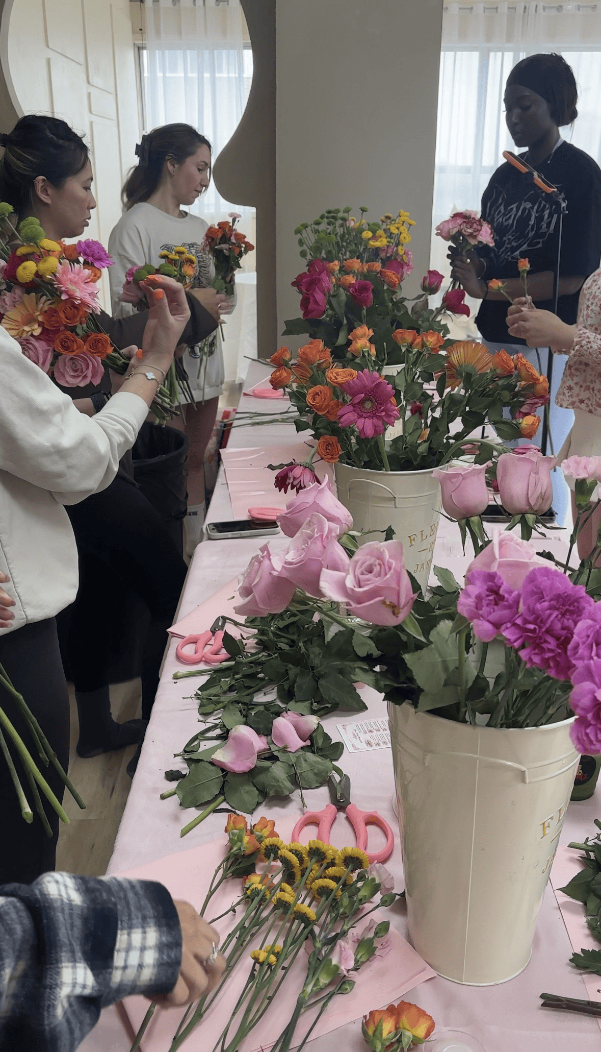Guests enjoying the floral workshop
